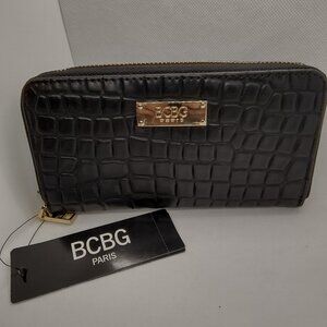 BCBG Paris Women's Zip Around Long Wallet - Black